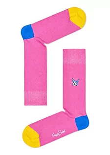 Skarpetki męskie - Happy Socks Ribb Embroidery Dog Sock, kolorowe i zabawne, Skarpety dla kobiet i mężczyzn, Różowy (36-40) - grafika 1