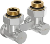 Zawory i kraniki - Mexen zawór grzejnikowy dwururowy DN50, kątowy 1/2"x3/4", nikiel  - W911-012-01 - miniaturka - grafika 1