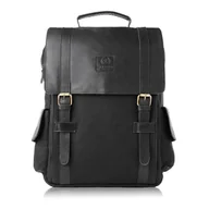 Plecaki - Pojemny czarny duży męski plecak na laptopa skóra naturalna bardzo mocny - miniaturka - grafika 1