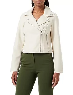 VERO MODA Vmpop Short Biker Jacket Boos kurtka damska, Oatmeal/szczegóły: melanż, S - Kurtki damskie - miniaturka - grafika 1