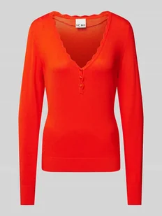 Sweter z dzianiny z dekoltem w serek model ‘DIANE’ - Swetry damskie - miniaturka - grafika 1