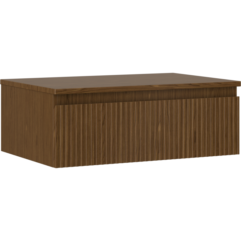 Mexen Rivel szafka łazienkowa podumywalkowa 70 cm z blatem, 1 szuflada, ryflowana , orzech - 91A20-06023-1-BFC86