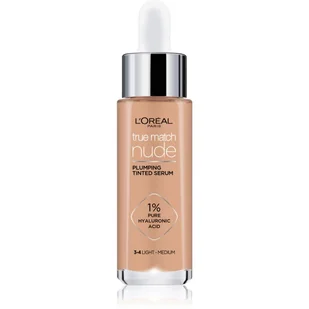 Loreal Paris Paris True Match Nude Plumping Tinted Serum serum do ujednolicenia kolorytu skóry odcień 3-4 Light Medium 30 ml - Podkłady do twarzy - miniaturka - grafika 1