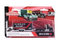 Samochody i pojazdy dla dzieci - Majorette 2 pojazdy z przyczepą MACK Granite + NISSAN GT-R Nismo GT3 - miniaturka - grafika 1
