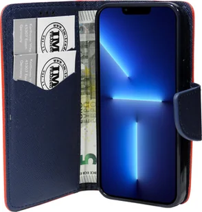 cofi1453® Etui Book "Fancy" kompatybilne z iPhone 13 Pro etui na telefon etui portfelowe pokrowiec ochronny z funkcją podstawki, miejsce na kartę czerwono-niebieski - Portfele - miniaturka - grafika 1