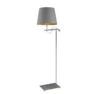 Lampy stojące - Srebrna lampa stojąca w syulu skandynawskim BATA GOLD z szarym abażurem ze złotym wnętrzem - miniaturka - grafika 1