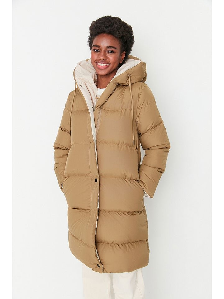 trendyol Dwustronny płaszcz zimowy w kolorze kremowo-jasnobrązowym