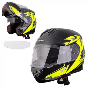W-TEC Kask motocyklowy szczękowy z blendą Vexamo PI Graphic z Pinlockiem, Biała Grafika, M (57-58) 20617-M-2 - Kaski motocyklowe - miniaturka - grafika 1