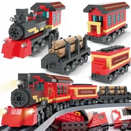 Klocki - KLOCKI POCIĄG LOKOMOTYWA KOLEJKA Z WAGONAMI CIUCHCIA TORY 650 ELEMENTÓW - miniaturka - grafika 1