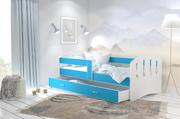 Łóżka dla dzieci i młodzieży - Łóżko dziecięce 160x80 biały błękit  HAPPY - miniaturka - grafika 1