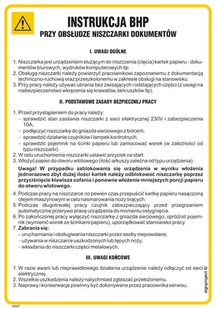 IAA07 INSTRUKCJA BHP PRZY OBSŁUDZE NISZCZARKI DOKUMENTÓW, FN - FOLIA SAMOPRZYLEPNA; (245X350MM) - Instrukcje stanowiskowe BHP - miniaturka - grafika 1