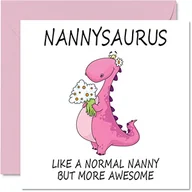 Kartki okolicznościowe i zaproszenia - Kartki urodzinowe dla niani - nianizaurus - kartka na Dzień Matki od wnuczki wnuka, Happy Birthday Nanny, Babcia Dinozaur, 145 mm x 145 mm sezonowe kartki okolicznościowe dla niania - miniaturka - grafika 1