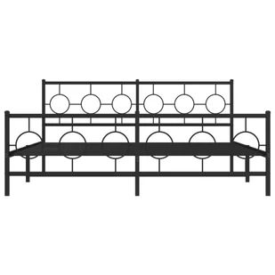 Metalowa rama łóżka z wezgłowiem i zanóżkiem, czarna, 183x213cm Lumarko! - Inne meble do sypialni - miniaturka - grafika 6