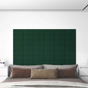 Panele ścienne, 12 szt, ciemnozielone, 30x15 cm tkanina 0,54 m² - Panele ścienne i boazeria - miniaturka - grafika 1