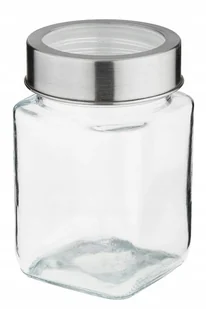 Pojemnik szklany słoik kwadratowy RUBI 300 ml zakrętka stal nierdzewna tworzywo - Pojemniki kuchenne - miniaturka - grafika 1