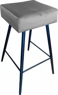 Taborety i hokery - Atos Hoker OLIMP VELVET szary tapicerowany aksamitem do kuchni ATOS - miniaturka - grafika 1