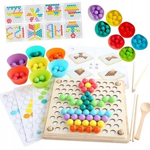 Układanka Edukacyjna Drewniana Sorter Mozaika Klocki Prezent Zabawka - Zabawki sensoryczne - miniaturka - grafika 1