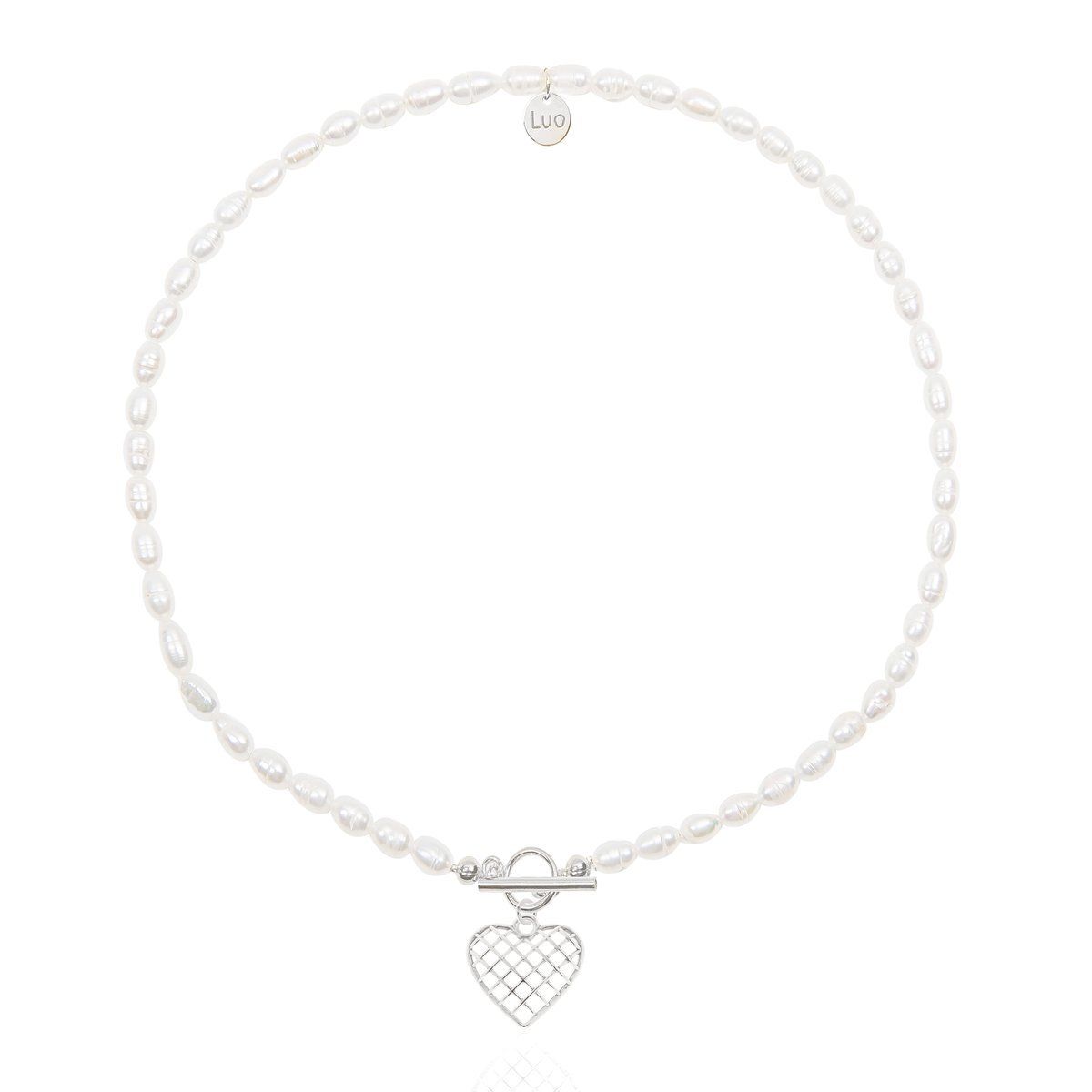 Naszyjnik z naturalnych pereł z sercem 40 CM