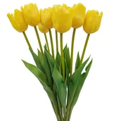 Sztuczne kwiaty - Tulipan silikonowy jak żywy żółty gumowy 44 cm rozkwitnięty - miniaturka - grafika 1