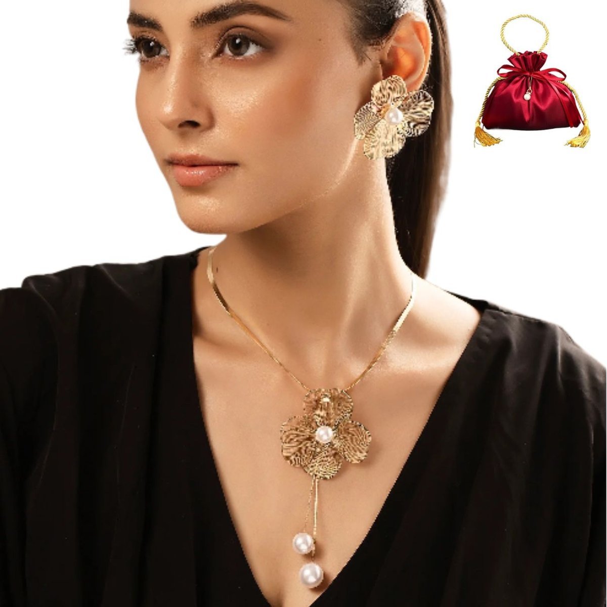 Komplet biżuterii złotej zestaw złoty dla Kobiet pozłacany na Prezent 3 elementy