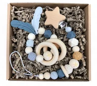 Gryzaki dla dzieci - ZAWIESZKA DO SMOCZKA + GRYZAK w eko pudełku Zestaw prezentowy dla dziecka - miniaturka - grafika 1