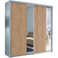 Szafy - Szafa Przesuwna 175 z Lustrem A4 Skąpski Meble Sonoma, Biały, 245 cm - miniaturka - grafika 1