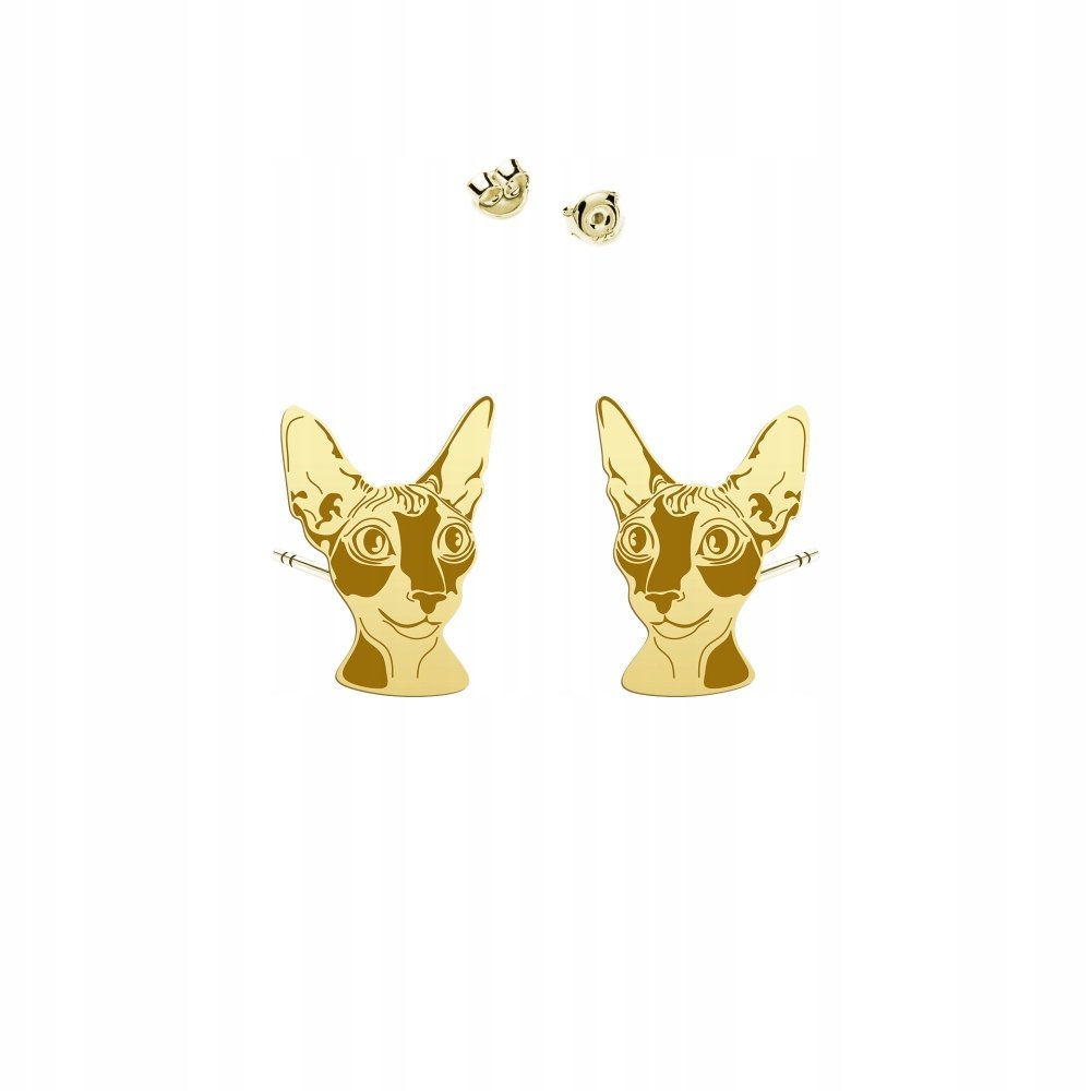 Kolczyki Złote z Kotem Cornish Rex 925 Biżuteria Prezent DEDYKACJA GRATIS