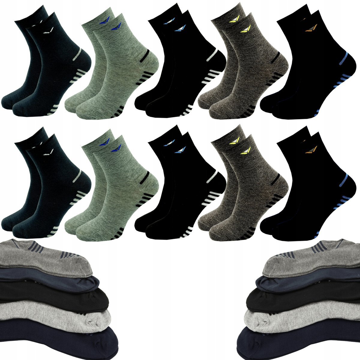 10x Skarpety NIEUCISKOWE Męskie Długie Skarpetki Bawełna 95% 40-43