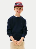 Swetry dla chłopców - Tommy Hilfiger Sweter KB0KB09756 Granatowy Regular Fit - miniaturka - grafika 1