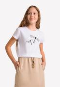 Koszulki dla dziewczynek - Biała dziewczęca koszulka z ważkami T-DRAGON JUNIOR - Volcano - miniaturka - grafika 1