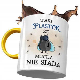 Kubek Żółty Dla Plastyka że Mucha Nie Siada z Nadrukiem ze Zdjęciem + Opakowanie na prezent (wzór 03) - Kubki - miniaturka - grafika 1