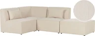 Narożniki - BELIANI Sofa narożnik prawostronny modułowa beżowa sztruksowa z otomaną 3-osobowa nowoczesna kanapa z poduszką - miniaturka - grafika 1