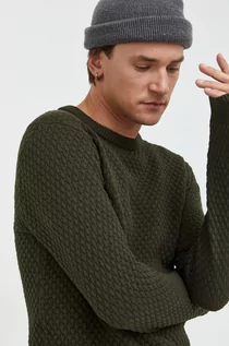 Swetry męskie - Solid sweter bawełniany męski kolor zielony - grafika 1