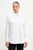 Koszule damskie - Karl Lagerfeld koszula bawełniana damska kolor biały relaxed z kołnierzykiem klasycznym A3W11020 - miniaturka - grafika 1