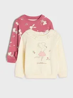 Swetry dla dziewczynek - Sinsay - Bluza 2 pack - kremowy - miniaturka - grafika 1