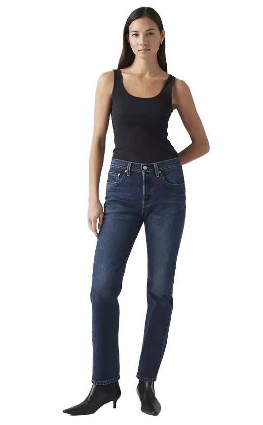 LEVI'S JEANSY DAMSKIE WYSOKI STAN GRANATOWE BAWEŁNIANE 28/30 6BA