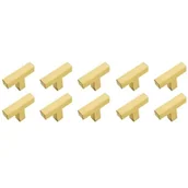 Zawiasy, okucia i inne akcesoria - Zestaw 10 uchwytów do szafek kuchennych ze stali nierdzewnej, kwadratowe, z jednym otworem, długość 50 mm, szczotkowane złoto - miniaturka - grafika 1