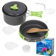 Kuchnia turystyczne i akcesoria - NACZYNIA TURYSTYCZNE garnek patelnia duży zestaw akcesoria kemping - miniaturka - grafika 1