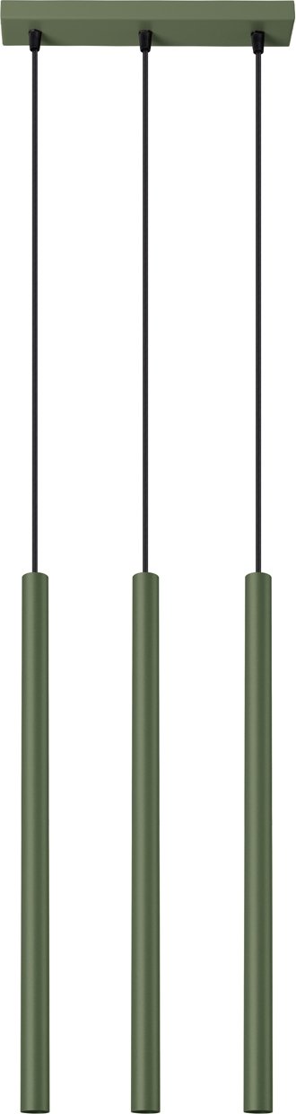 Lampa wisząca PASTELO 3P zielona oliwka 3xG9 8W stal 104x19.5x19.5cm Sollux Lighting