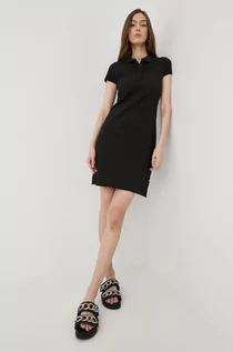 Sukienki - Boss BOSS sukienka bawełniana kolor czarny mini prosta - Boss - grafika 1