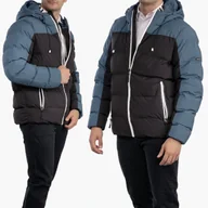 Kurtki męskie - Kurtka Męska Zimowa Puchowa Czarno Niebieska CROSS JEANS INDIGO Niebieski XXL - miniaturka - grafika 1