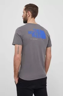Koszulki męskie - The North Face t-shirt bawełniany męski kolor szary z nadrukiem NF0A87EW0UZ1 - grafika 1