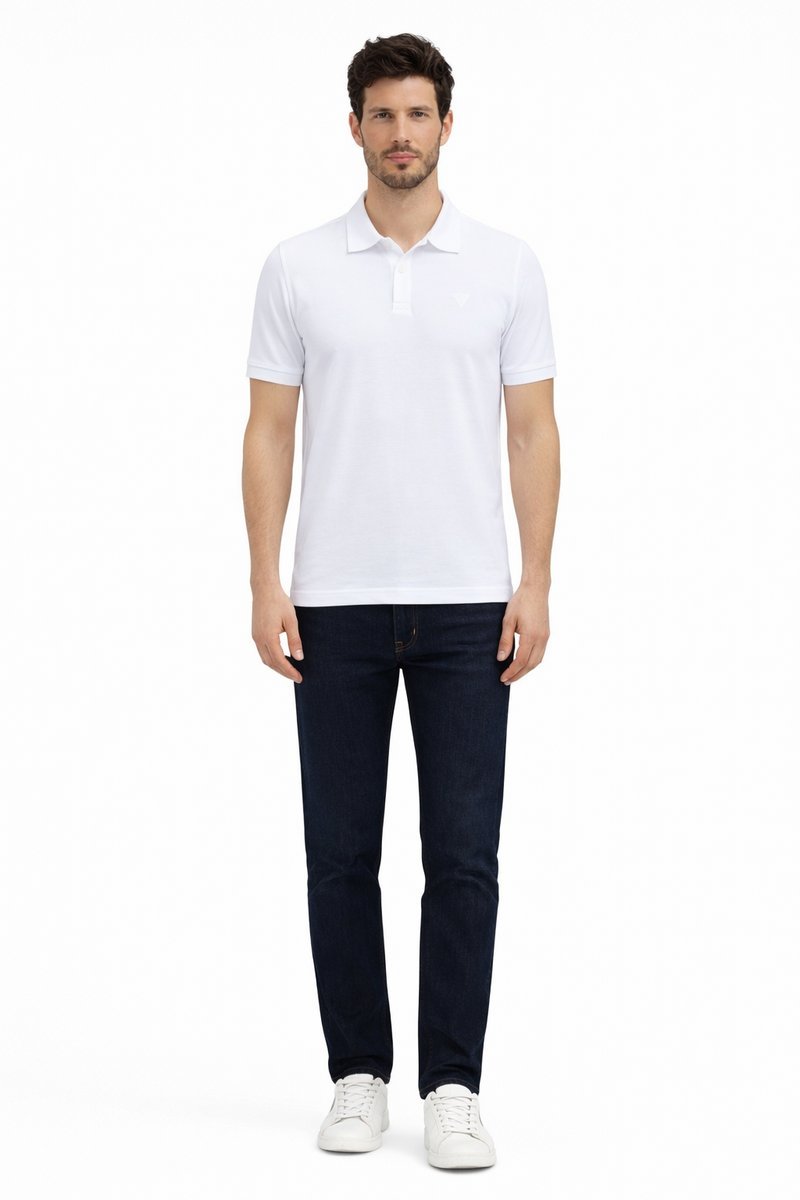 GUESS BIAŁA MĘSKA KOSZULKA POLO Z BAWEŁNY XXL I3A