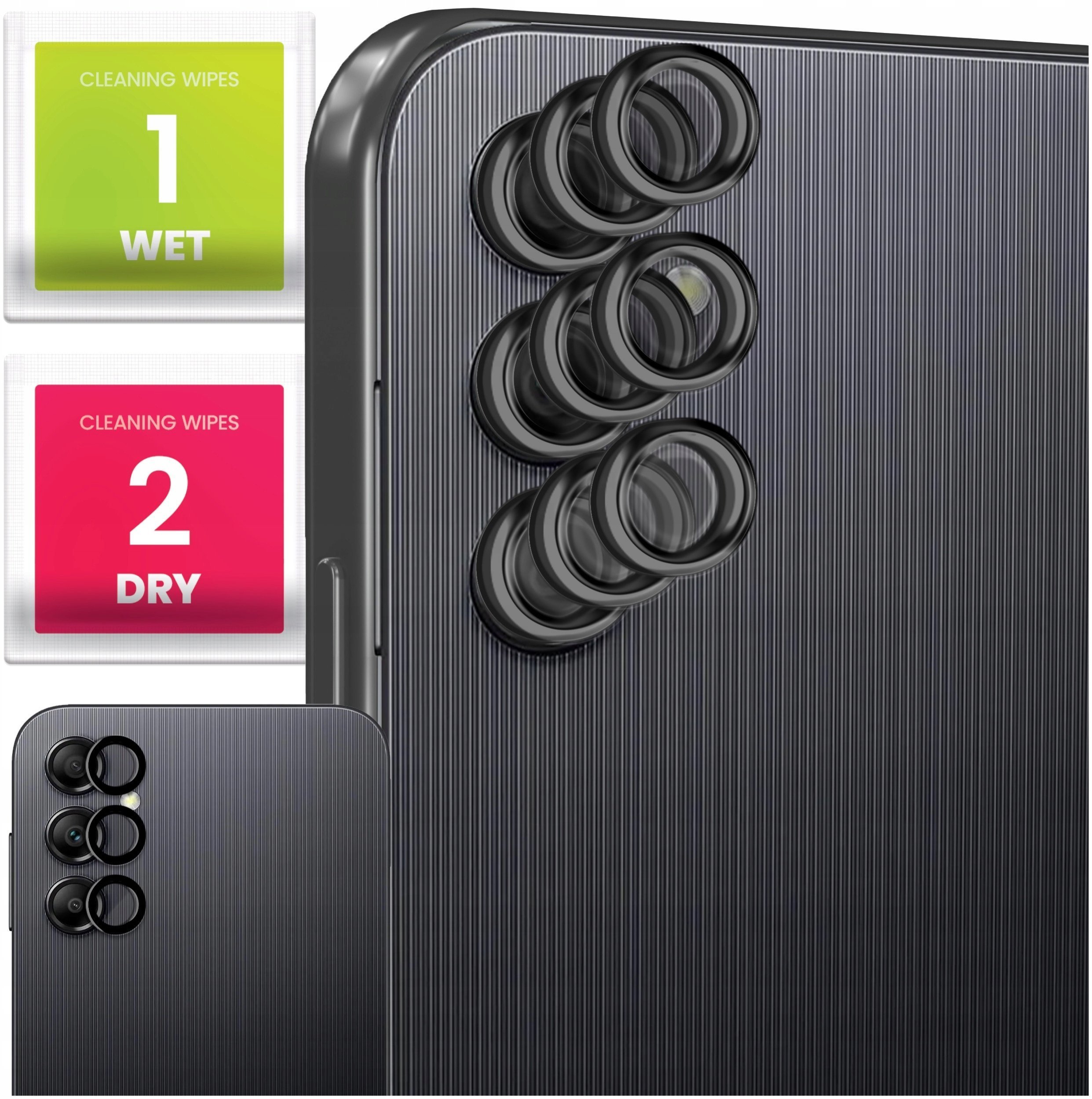 9x Szkło Na Aparat Do Samsung Galaxy A14 / A24 / A34 Na Obiektywy, Czarne