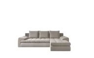 Narożniki - Sofa w kształcie L TOMI narożnik, tkanina Castel, wiele kolorów Zimny beżowy Prawostronny - miniaturka - grafika 1