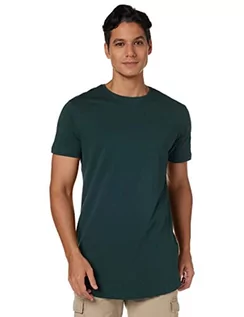 Koszule męskie - Urban Classics Męski T-Shirt Shaped Long Tee jednokolorowy, długi krój, męska koszula, dostępna w wielu różnych kolorach, rozmiary XS- 5XL, zielony butelkowy, XXL - grafika 1