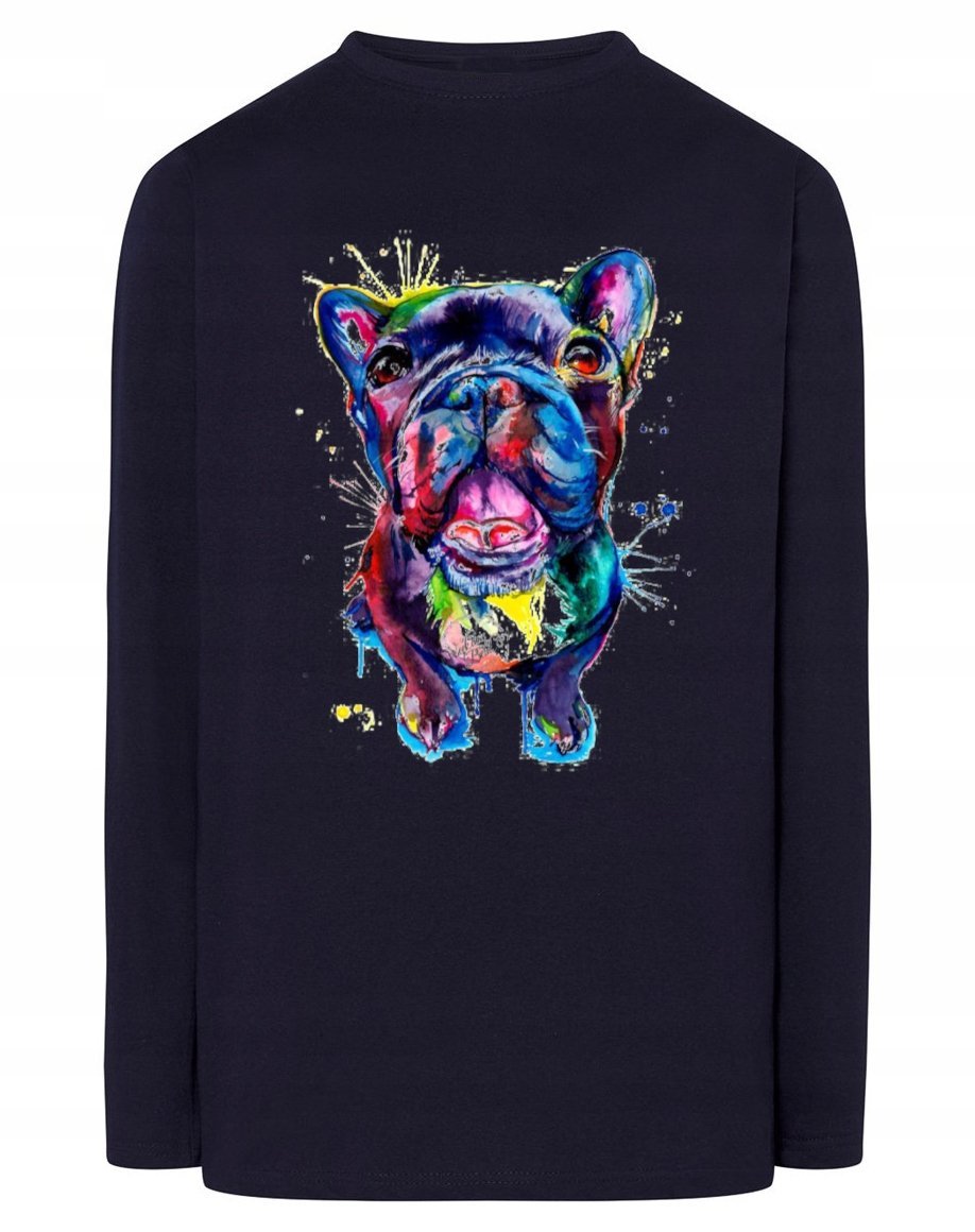 Longsleeve kolorowy nadruk pies Bulldog r.XS