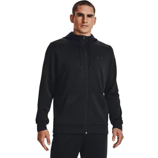 Bluzy sportowe męskie - Męska bluza treningowa UNDER ARMOUR UA Armour Fleece FZ Hoodie - czarna - grafika 1