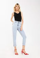 Spodnie damskie - Damskie jeansy z luźnymi nogawkami, Mom Fit, D-LIDYA 3 - Volcano - miniaturka - grafika 1