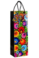 Opakowania i torebki na prezenty - Folkstar Torebka ozdobna butelkowa łowicka czarna - miniaturka - grafika 1